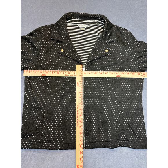 Christopher Banks Black Mini Polka Dot Zip Front Moto Jacket Women's Size XL - Picture 8 of 12